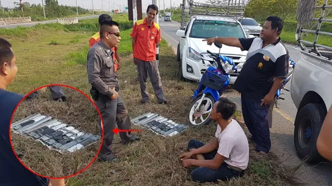 ทำซะเอง! หนุ่มอ้างอยู่กรมทางหลวง ขโมยแผ่นเหล็กเสาริมทางไปขายซื้อเหล้า (คลิป)