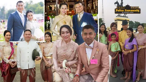 'สวย สง่า ย้อนยุค สุขล้น' เก็บตกครอบครัวตำรวจ พาดสไบ ร่วมงานอุ่นไอรัก 