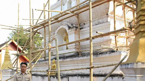 องค์หริภา ทรงติดตามงานบูรณะเจดีย์ วัดจันทร์ เชียงใหม่ 