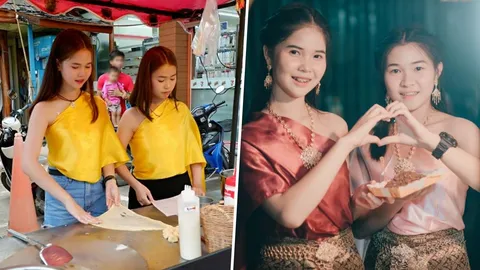 โรตีไหมคะออเจ้า...แม่ค้าสองพี่น้องสาวสวยหน้าใส ลูกค้าหนุ่มๆ ต่อคิวยาว (คลิป)