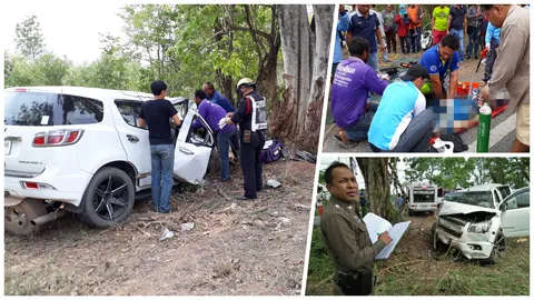  สาวโคราชควบเชฟโรเลต อัดต้นไม้ริมทาง คาดเข็มขัดแล้วยังไม่รอด 