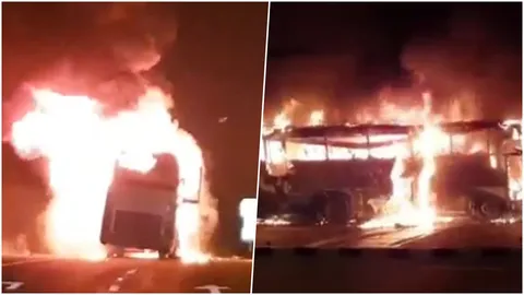 สุดสลด! เปิดคลิปวินาที เพลิงเผารถทัวร์ 'แรงงานเมียนมา' ดับแล้ว 20 ราย