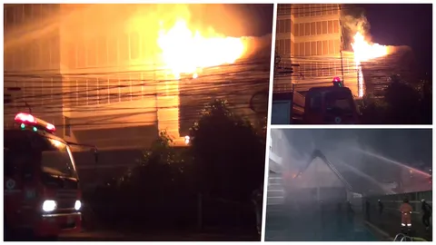 ระทึกยามดึก ไฟไหม้โรงแรมดังเมืองรถม้า ลุกพึ่บบนหลังคาห้องน้ำ