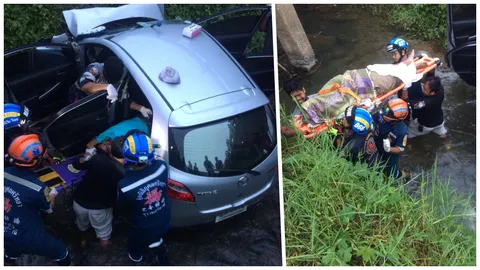 เก๋งตกคลอง ดับ 3 ศพ ไปร่วมงานแต่งที่ปาดังฯ จะกลับบ้านเพชรบุรี 