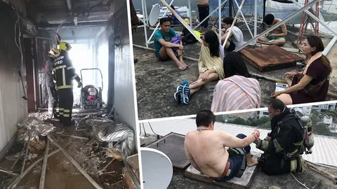 คนหนีตายขึ้นดาดฟ้าปลอดภัย! เจ้าหน้าที่รุดช่วยได้แล้ว เหตุไฟไหม้ราชเทวี
