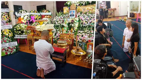 จ๊อด ฟังสวด กราบศพคุณตาซาเล้งคืนสุดท้าย ลูกชายขอบวชหน้าไฟ (คลิป)