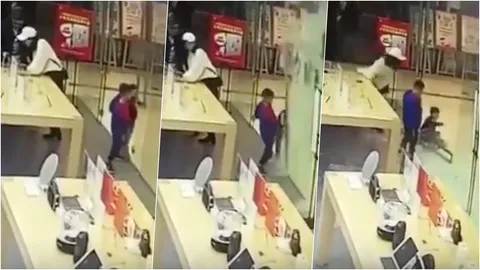 สยอง ด.ช. 4 ขวบ เล่นเลื่อนประตูกระจกในห้างฯ เจอแตกใส่หน้าเต็มๆ (คลิป)