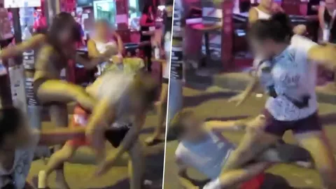 จุดจบคนมือไว! 3 สาวแจกแม่ไม้มวยไทย กระทืบหนุ่มฝรั่งแต๊ะอั๋งน่วม (คลิป)