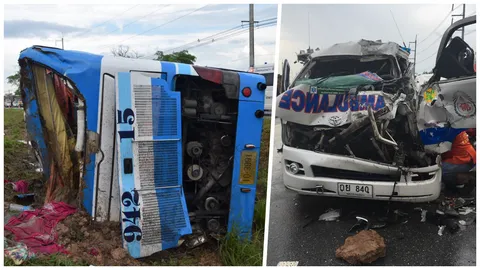 คลิปนาทีระทึก! สาวกู้ภัยนั่งรถตู้ หวังช่วยทัวร์คว่ำ ชนท้าย 6 ล้อ ดับอนาถ