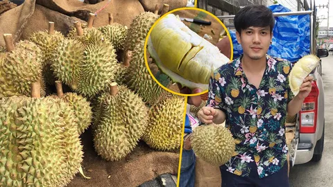 คนขายแซ่บมาก! เปิดวาร์ป 'พ่อค้าทุเรียนหล่อ' ถูกใจลูกค้าจนต้องตามซื้อ