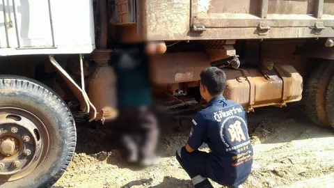 โชคร้าย! ลุงวัย 61 มุดซ่อมปั๊มลมรถบรรทุก ดัมพ์เกิดหล่นทับเละตายสยอง