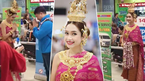 นี่สิสยามเมืองยิ้ม! เปิดคลิปสาวสวยแต่งชุดไทยคล้องมาลัย งดงามอ่อนช้อย