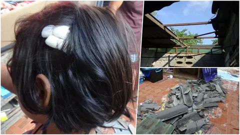 พายุถล่มอ่างทอง หลังคาพังถล่มร่วงใส่หัว ด.ญ.8 ขวบ เย็บ 4 เข็ม
