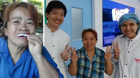 ไม่หลอแล้ว! ป้าดีใจได้ใส่ฟันปลอม หยิบมะม่วงกัดโชว์