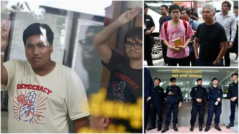 คุม 'จ่านิว' กับพวก ถึง สน.ดินแดง วัฒนา เนติวิทย์ โผล่ให้กำลังใจ 