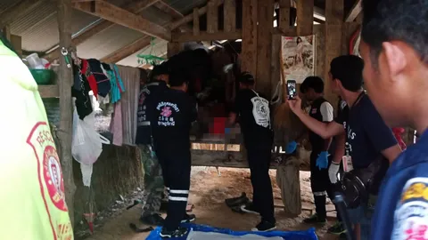 เร่งสอบล่าคนร้าย บุกยิง 2 ผัวเมียดับ ศพขึ้นอืดคาขนำบนเขาที่สุราษฎร์