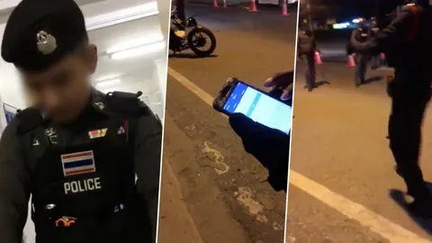 เกินไปไหม? หนุ่มไม่พกบัตรประชาชน โวยตำรวจจับใส่กุญแจมือ บีบคอ (คลิป)