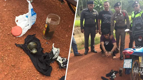 ระทึก! หนุ่มแว้น จยย.ฝ่าด่านตรวจ ไล่บี้รวบตัว พบระเบิดลูกเกลี้ยง