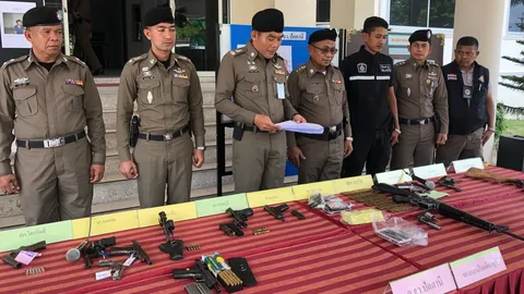 ตำรวจปัตตานี จับผู้ต้องหาคดีอาวุธปืนพร้อมของกลาง 17 กระบอก