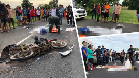 สาวสองซิ่ง จยย.มุดใต้ท้องรถพ่วง ดับคาที่ 2 ศพ ที่กาฬสินธุ์