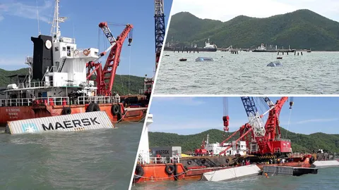 เรือสินค้าจม เสียหาย 50 ล. ผวานํ้ามันรั่ว!