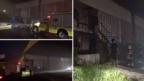 คนบ้าแอบจุดไฟเล่น เพลิงลามเผาห้องเช่าบ้านพักคนงาน ย่านบางขุนเทียน