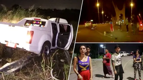 แฉนาทีกระบะตีนผี ชนดะ 3 คันรวด ช่างสักเมีย 2 ไล่ตามไปจวก ทิ้งรถหนี (คลิป)