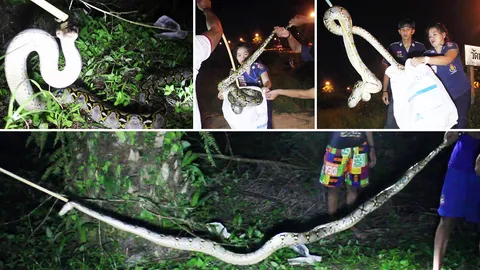 สาวชุมพรแทบช็อก พบงูเหลือมตัวเขื่องบุกบ้าน เคยเขมือบลูกแมว 6 ตัว