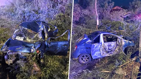 เลี้ยงส่งกลับบ้าน ซิ่งเก๋งชนเสาดับ 1 พาเพื่อนเจ็บอีก 3