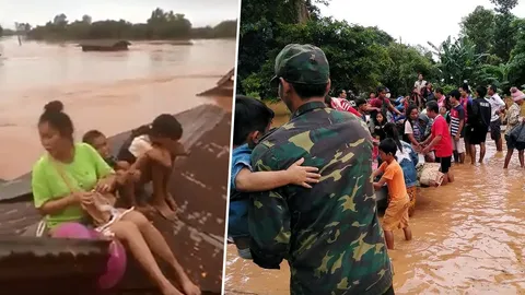 เขื่อนแตกที่ลาวคุมได้แล้ว น้ำไม่ทะลักเพิ่ม แต่ที่ท่วมยังสูง