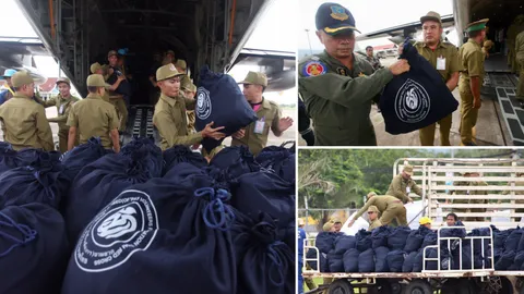 ประมวลภาพ กองทัพอากาศ นำสิ่งของพระราชทาน ไปมอบให้ผู้ประสบภัยใน สปป.ลาว