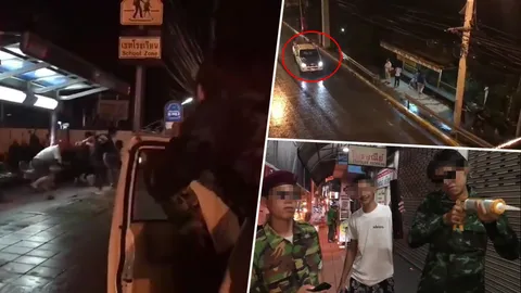 ชาวเน็ตสวดยับ! แก๊งเกรียน แต่งชุดลายพรางทำคลิปแกล้งยิงคนตามป้ายรถเมล์