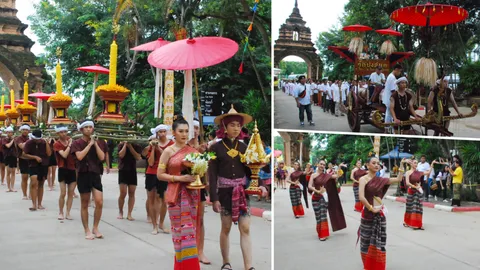 ตระการตา! งานแห่เทียนพรรษา 'หิรัญนครเงินยาง' เล่าขานตำนานเมืองเก่า