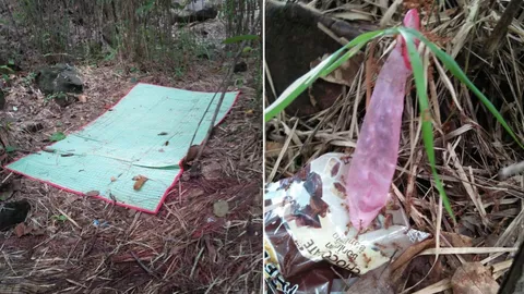 อึ้ง! ป่าหลังโรงเรียนกลายเป็นที่พลอดรัก เสื่อปูพร้อม ถุงยางเกลื่อน