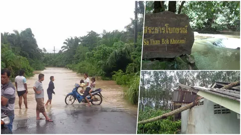 ฝนถล่มกระบี่ สั่งปิดน้ำตกธารโบกขรณี คลื่นซัดชาวประมงจมตาย 1