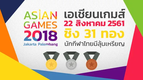 เอเชียนเกมส์ 22 ส.ค. ชิง 31 ทอง นักกีฬาไทยมีลุ้นเหรียญ