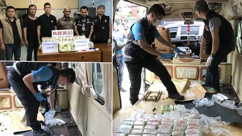 เจาะช่องลับรถตู้วีไอพี ซุกยาบ้า 4 แสนเม็ด ปั๊มตรา 999 รวบได้ 1 หนี 2