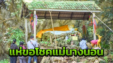 ชาวบ้าน แห่ขอหวย เจ้าแม่นางนอน เหมาเลข 13 หมูป่า เกลี้ยงแผง 