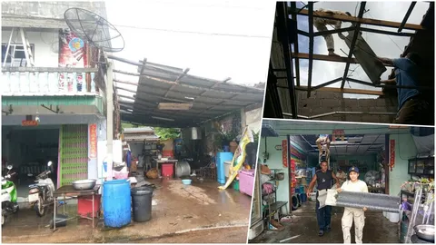 อิทธิพลไต้ฝุ่น 'มังคุด' ลมหมุนถล่มเมืองตรัง บ้านเสียหาย 18 หลัง