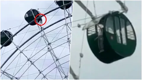 แม่ให้ขึ้นคนเดียว! เด็ก 5 ขวบตกชิงช้าสวรรค์ หัวติดห้อยต่องแต่ง (คลิป)