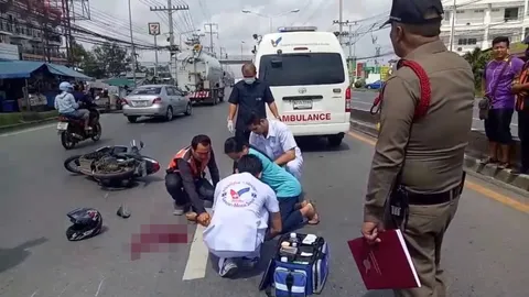 ไปไม่ถึงโรงเรียน 2 นร.กระทุ่มแบน โดนรถพ่วงเฉี่ยวจยย.ล้มทับตาย 1 เจ็บ 1