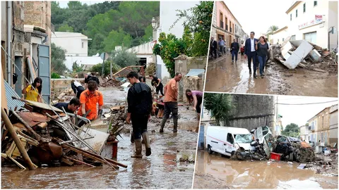 ฝนตกหนัก นำ้โคลนไหลท่วมเมืองบนเกาะมายอร์กา ดับแล้ว 10 ศพ (คลิป)