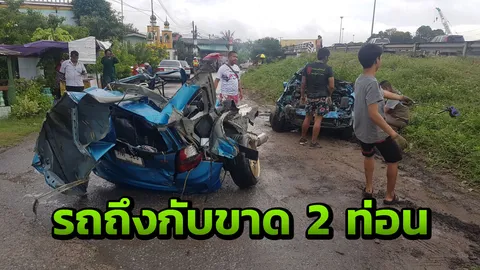 หนุ่มซิ่งเก๋ง ชนคอสะพานพุ่งตกคลองที่อยุธยา ดับอนาถยกคัน 6 ราย 