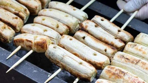 เจาะอร่อย มันปิ้งกล้วยปิ้งหอมกรุ่น เนื้อนุ่ม น้ำจิ้มรสเด็ด!