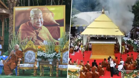 ศิษยานุศิษย์ นับหมื่นหลั่งไหล ร่วมงานถวายเพลิง "หลวงปู่ลี" วัดป่าภูผาแดง