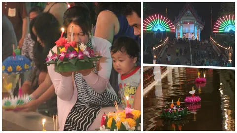 แปลกไม่เหมือนที่ใด ลอยกระทงรอบโบสถ์บนเนินเขา ที่วัดบรรพตาราม 