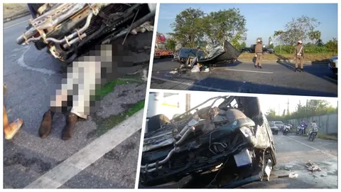 กระบะตกร่องกลาง แล้วกระเด็นขึ้นมาพลิกคว่ำ เจ็บสาหัส 2 ที่นครนายก