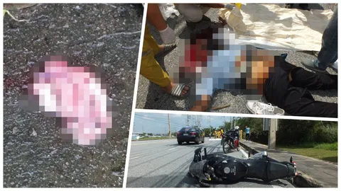 หนุ่มโรงงานนิคมเหมราช ซิ่ง จยย.ชนเสาไฟฟ้า หัวแบะสมองกระจายตายคาที่