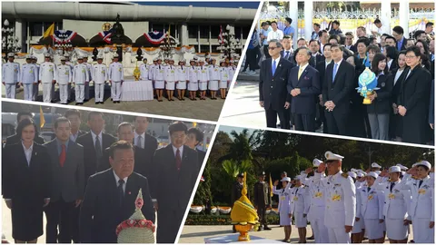 ประมวลภาพ วางพานประดับพุ่มดอกไม้ ถวายราชสักการะ ร.7 วันรัฐธรรมนูญ 