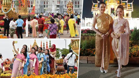 แต่งชุดไทยล้น เที่ยว "อุ่นไอรัก" ปชช.ย้อนนาที ปีติ-รัชกาลที่10 โบกพระหัตถ์ทัก